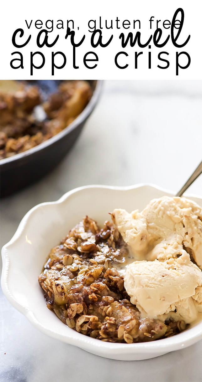This Caramel Apple Crisp is filled with a gooey, naturally sweetened caramel sauce and topped with a wholesome oat topping! With only 8 ingredients, this secretly healthier dessert will be on repeat all season long!