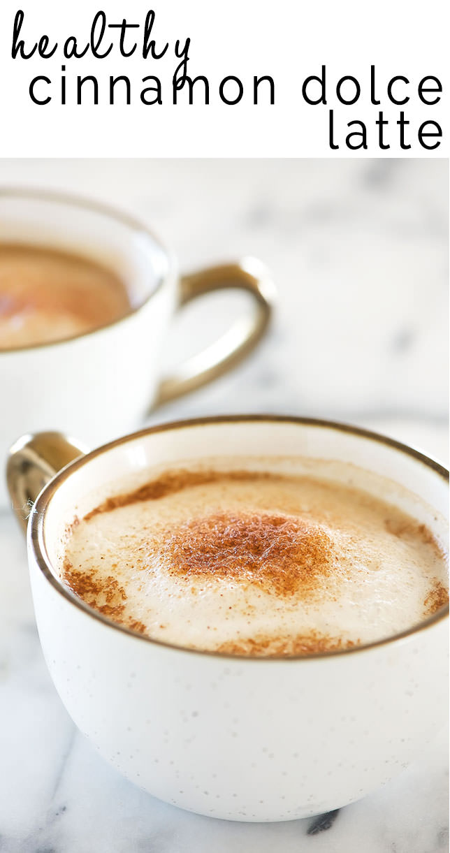 Homemade Cinnamon Dolce Latte Recipe is the best way to sip a coffeehouse favorite from the comfort of your own home! Made lighter with coconut sugar, homemade cinnamon syrup, and milk!