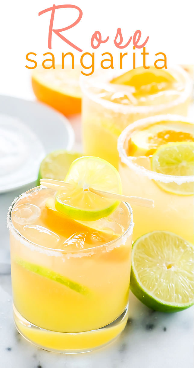 Rose Sangarita is for those moments when you can't decide between a fruity sangria and salty margarita! Tequila Blanco, mixed with fresh orange and lime juice then finished off with sparkling rose! 