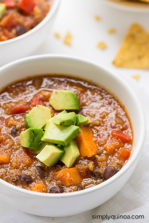 Crockpot Sweet Potato and Black Bean Quinoa Chili | Simply Quinoa