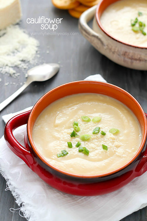 EASY Cauliflower Soup that’s super healthy but doesn’t taste healthy (hint: YUM! Vegetarian, gluten-free, paleo and clean eating).