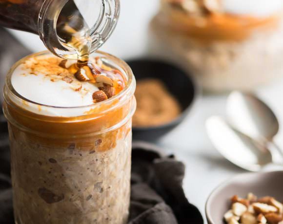 Pumpkin Cheesecake Overnight Oats are a step up from basic overnight oats in a jar! Filled with spice and a creamy cheesecake layer, they are a dessert inspired, healthy breakfast!