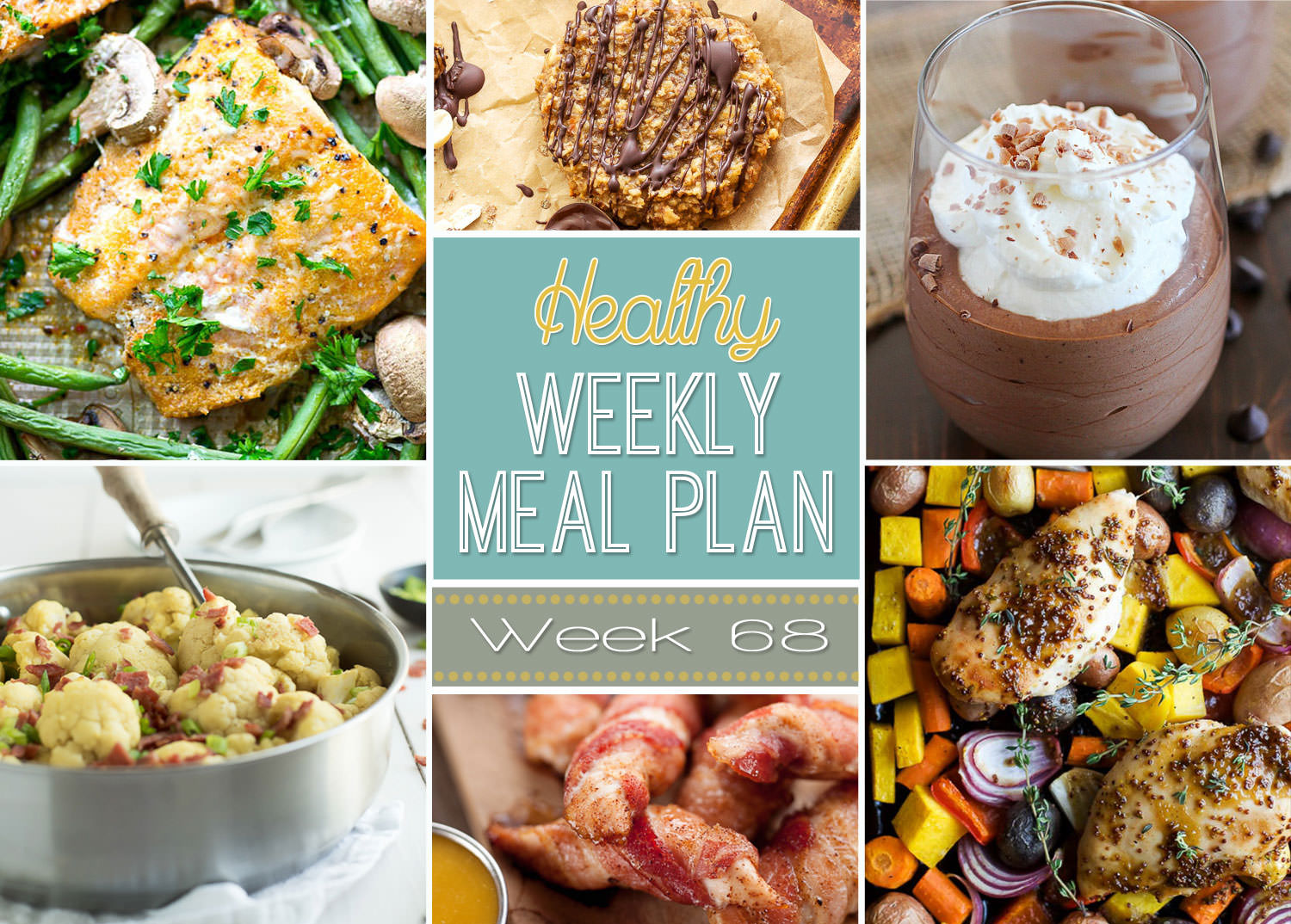 This weeks healthy meal plan is full of comforting dishes, such as Crock Pot Potato Corn Chowder with Roasted Poblanos and Sheet Pan Honey Mustard Chicken! And for dessert, a Chocolate Mousse with only 5 ingredients!